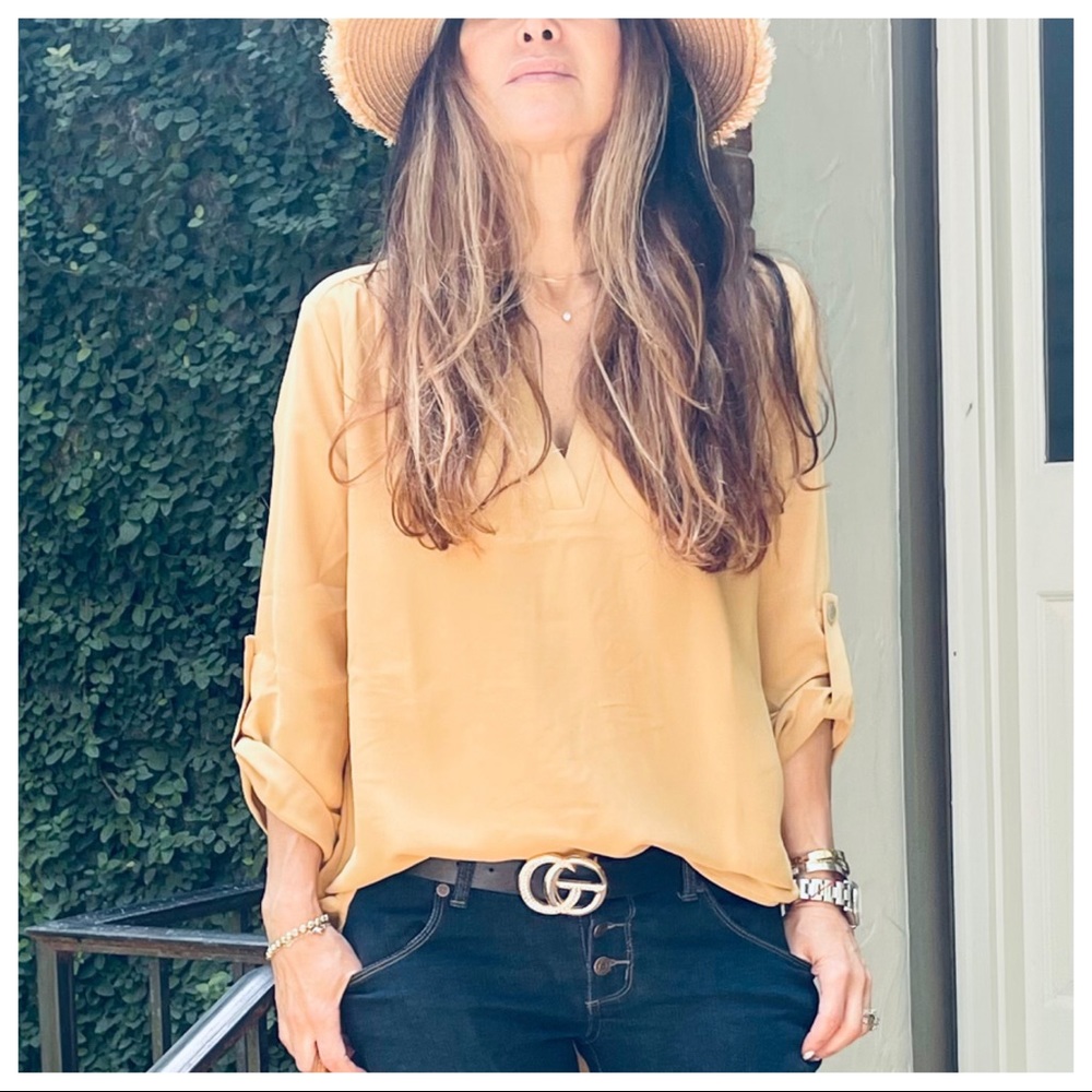 Fabulous Mustard Woven tunic top - Picture 3 of 11